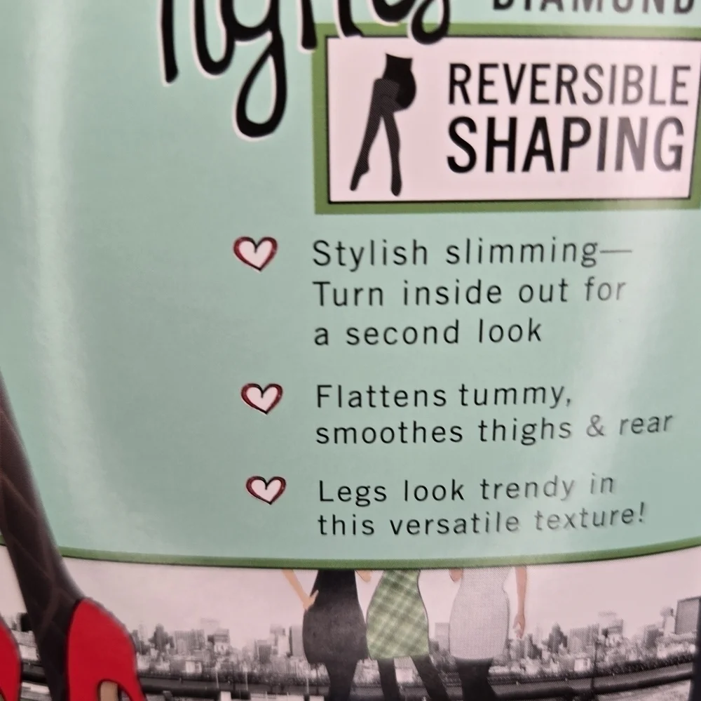 Spanx Love Your Assets Reversible Shaping Tights - Flipside Diamond Size 3 Black